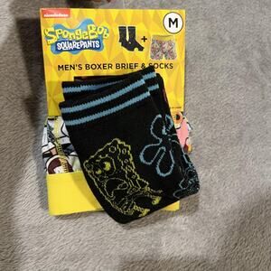 SpongeBob SquarePants Boxer Brief Socks Set Mens Medium Nickelodeon Cartoon Gift